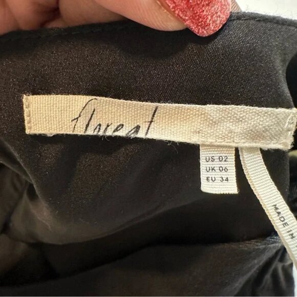 Anthropologie Floreat Ink Wash Tie Dye Dress V-Neck 3/4 Sleeve Black, Size 2 - Picture 11 of 15